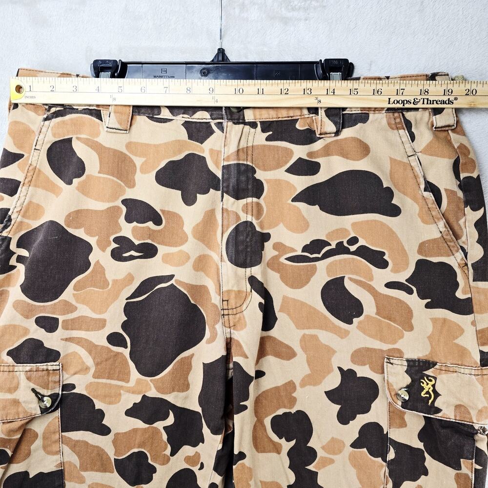 Browning Wasatch CB Hunting Pants Mens XL 38x30 Vintage Tan Camo Cargo Grunge - Picture 12 of 16